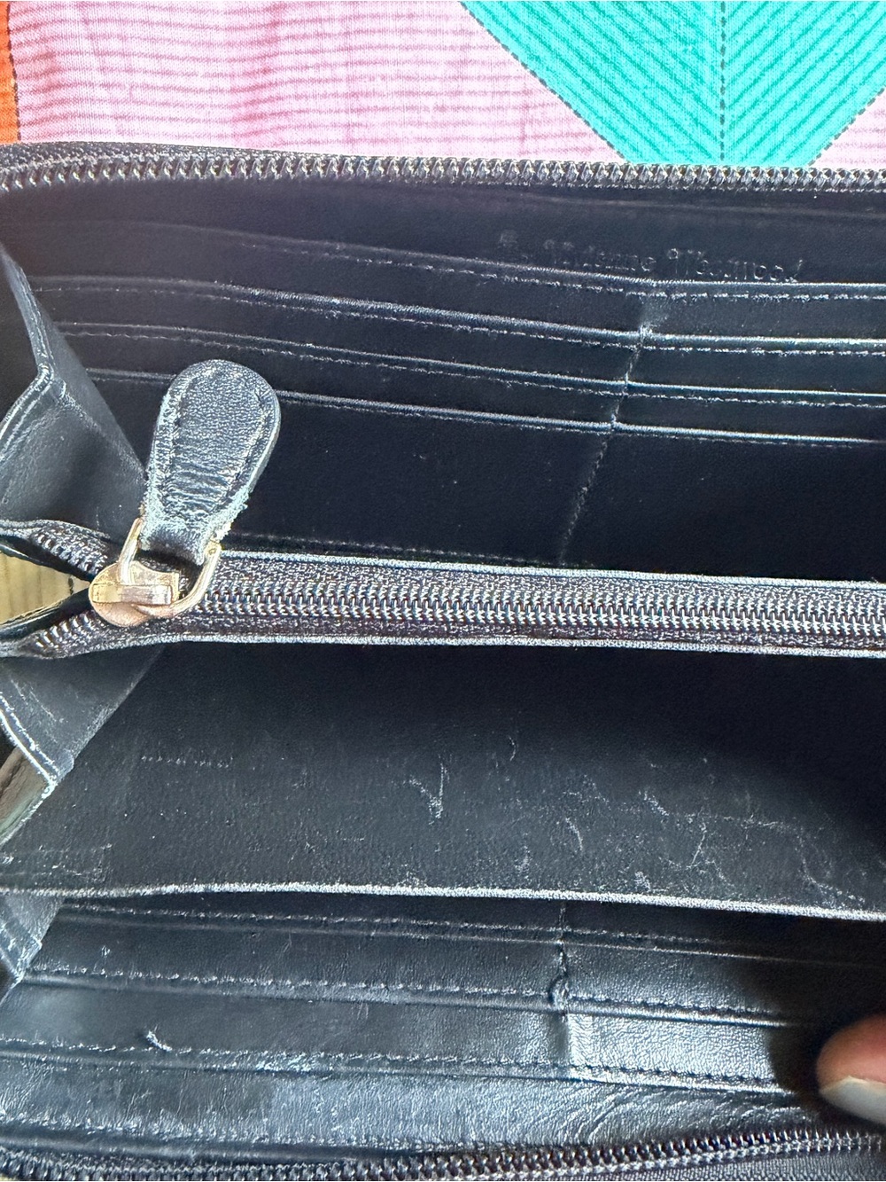 Vivian Westwood Textured Plaid Zip Wallet in Mustard and Black - Picture 2 of 4
